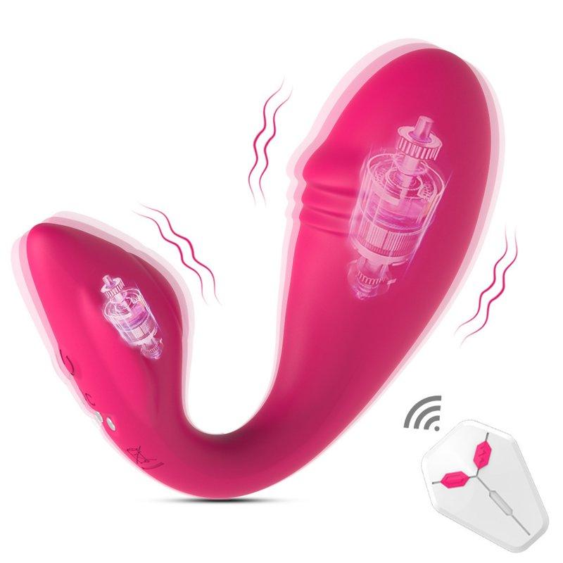 Vibrators |  Wearable Dildo G-spot Vibrator for Women U Shape Wireless Remote Control Vaginal Stimulator Adult Sex Toys App Rose Red Adult Items APP rose red