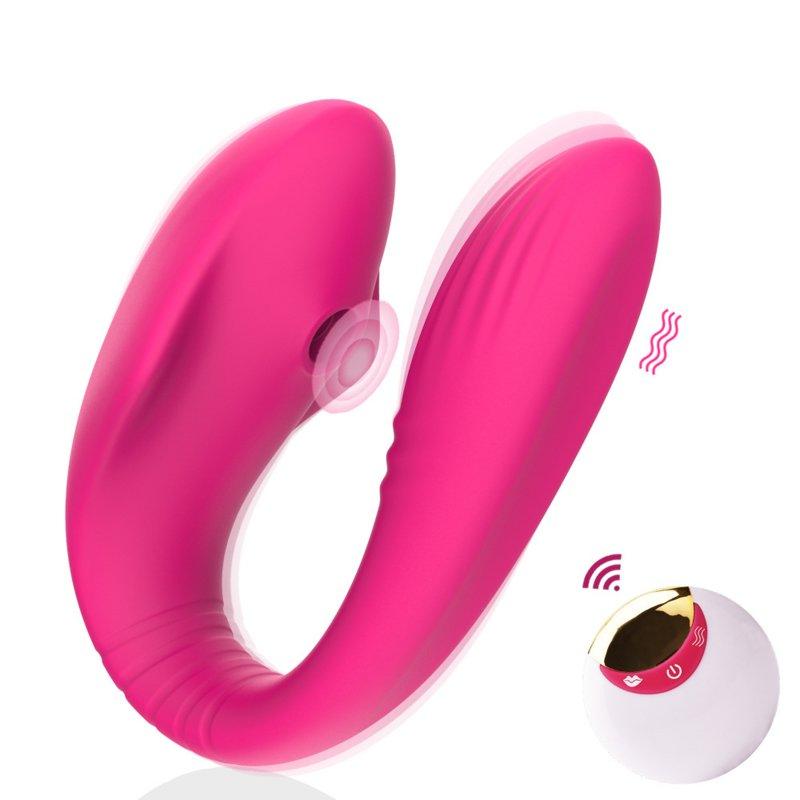 Vibrators |  Wearable Dildo Vibrator Rechargeable U-Shape Vibrating Masturbation Wireless Remote Clitoris Stimulator Rose Red Adult Items Rose red