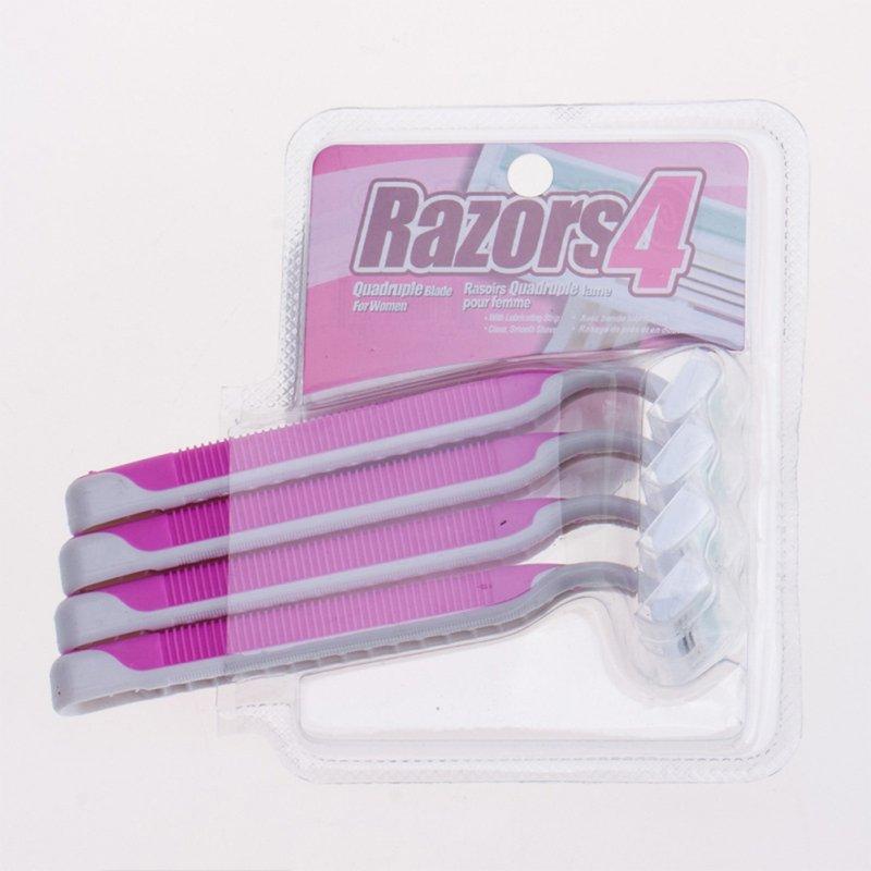 Shavers & Razors |  4 Pcs Classic Disposable Women Razors Non-slip Manual Shaver Leg Hair Armpit Hair Remover (3-layer Blades) pink Shavers & Razors Pink