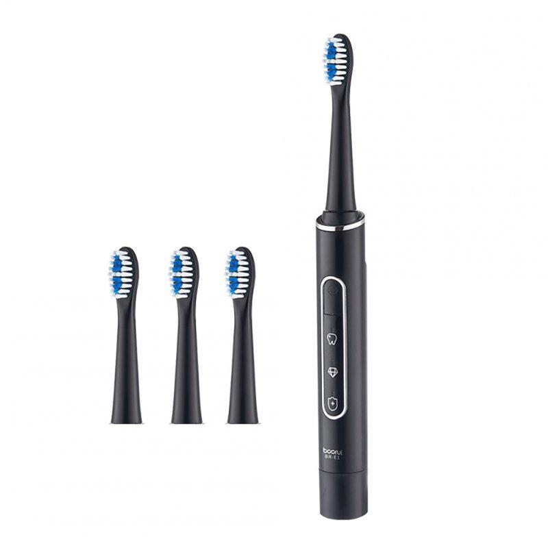 Teeth & Oral Care |  Sonic Electric Toothbrush Professional Wireless Usb Rechargeable Tooth Brushes 4 Replacement Brush Heads Black Health Care Black