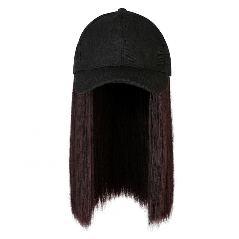 Hair Styling |  Short Synthetic Bob Baseball Cap Hair  Wigs Straight/wave, One-piece Bob Hair Wigs, With Black Baseball Cap, Adjustable For Women peaked cap + dark brown Hair Styling Hair Styling