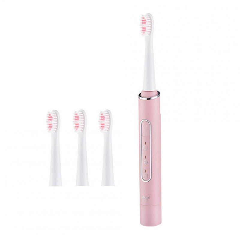 Teeth & Oral Care |  Sonic Electric Toothbrush Professional Wireless Usb Rechargeable Tooth Brushes 4 Replacement Brush Heads Pink Health Care Pink