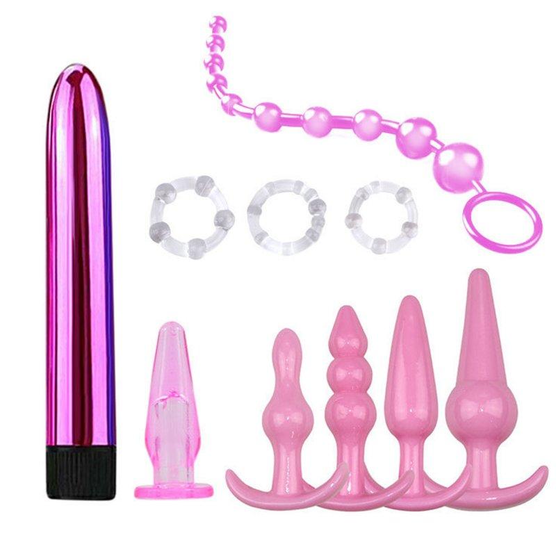 Sex Toys |  7pcs/8pcs Soft Silicone Butt Plug Dildo Masturbation Anal Plug Vaginal Plug Set For Women Men Anal Trainer Couples Lock fine ring  8 pink Adult Items Lock fine ring 8 pink